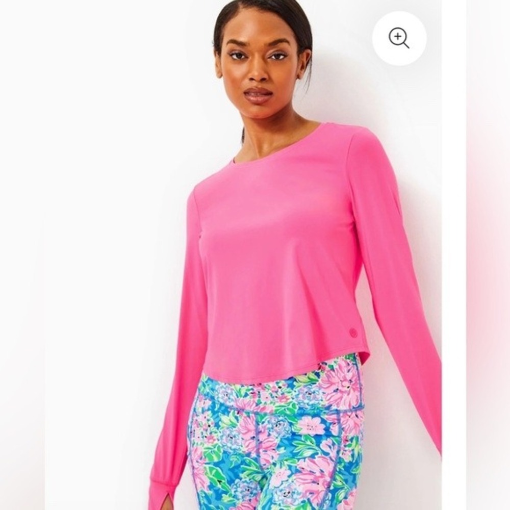 Lilly Pulitzer Luxletic Top XS Pink Long Sleeve Emerie Active Activewear Shirt